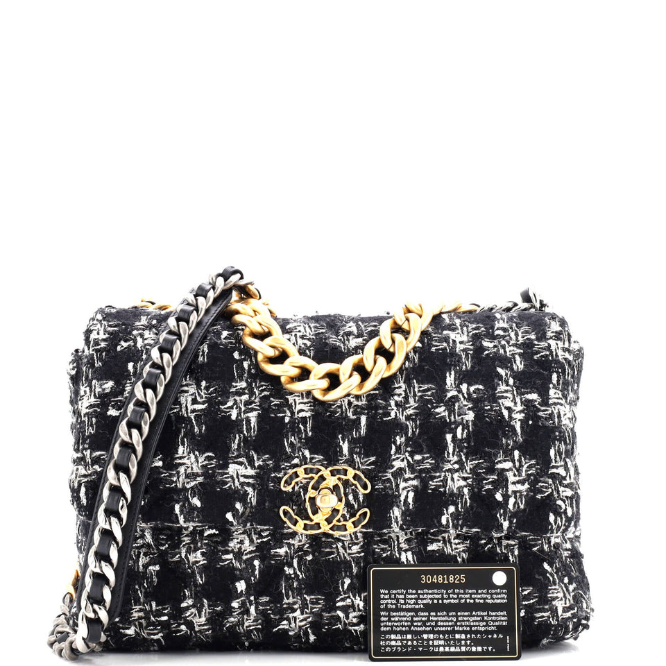 19 Flap Bag Quilted Tweed Large