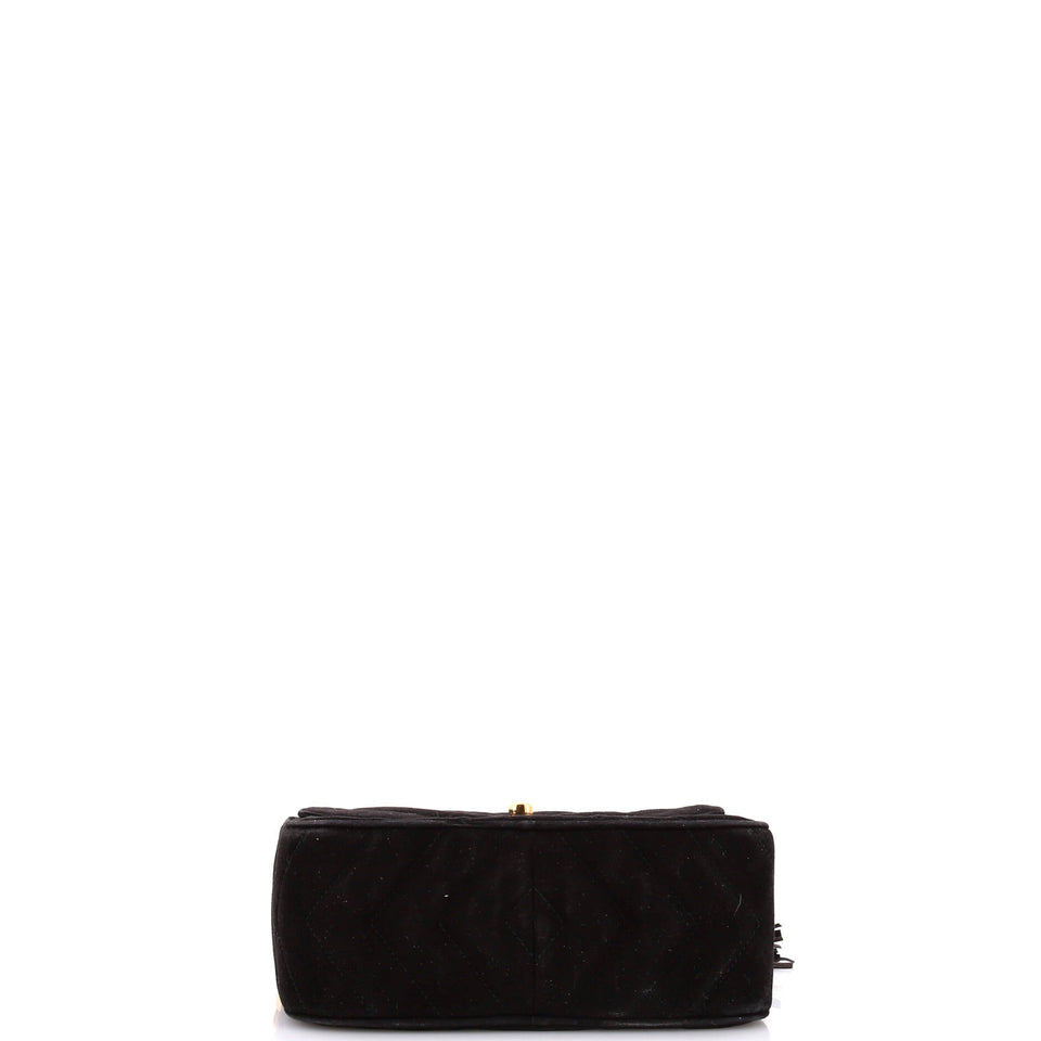 Vintage Front Pocket Camera Bag Chevron Suede Small