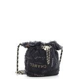 Denim Mood Chain Bucket Bag Logo Printed Quilted Fringe Denim Small