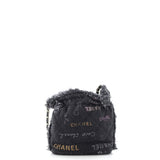 Denim Mood Chain Bucket Bag Logo Printed Quilted Fringe Denim Small