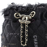 Denim Mood Chain Bucket Bag Logo Printed Quilted Fringe Denim Small