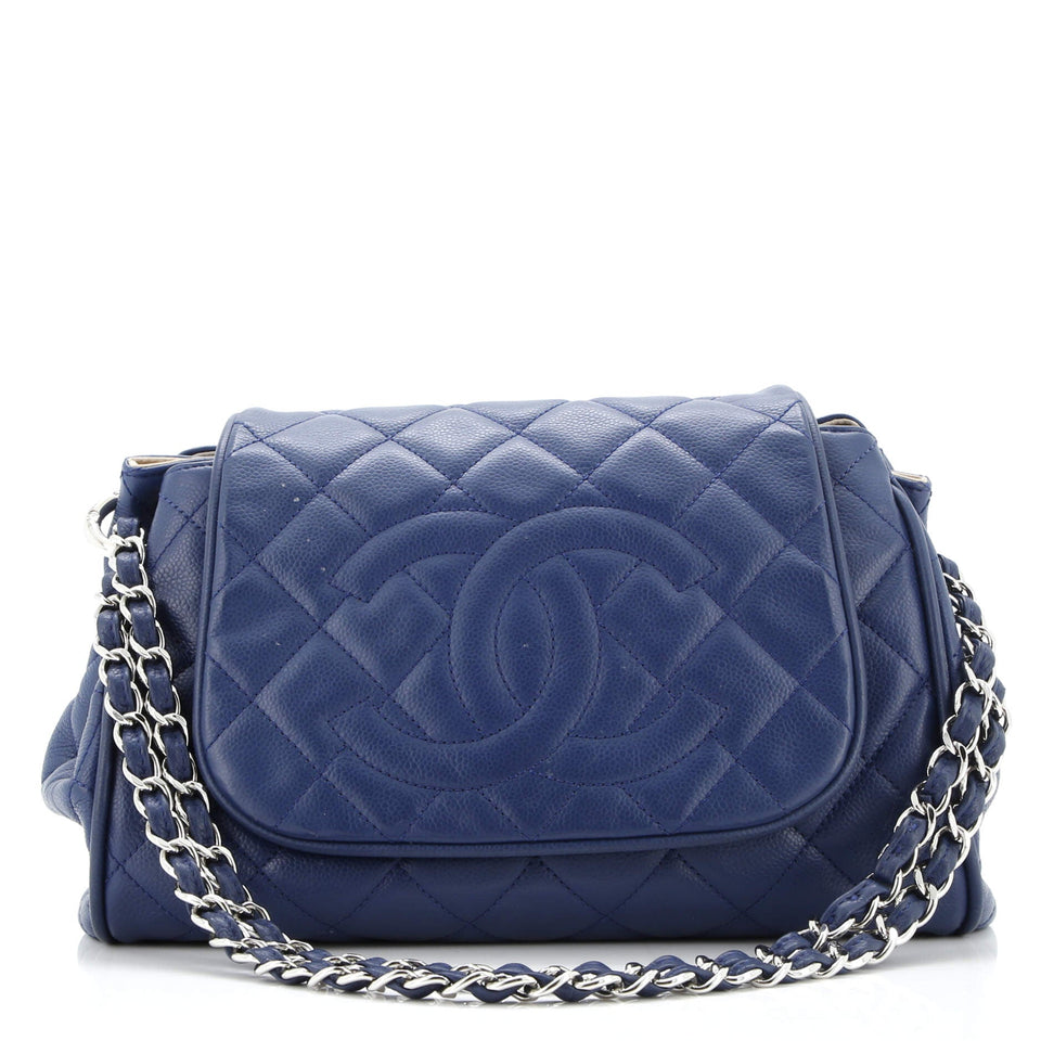 Timeless Accordion Flap Bag Quilted Caviar