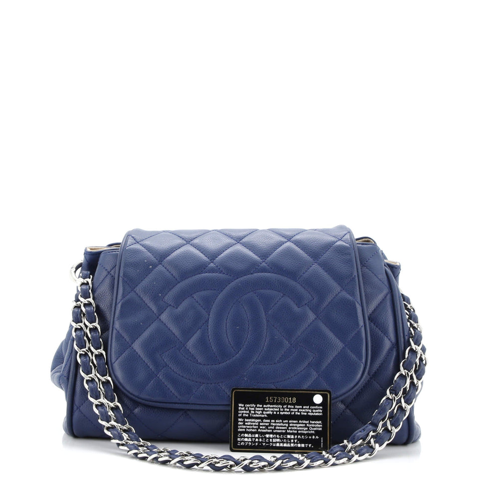 Timeless Accordion Flap Bag Quilted Caviar