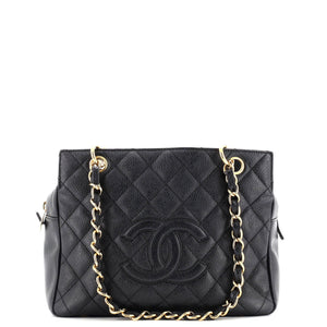 Petite Timeless Tote Quilted Caviar