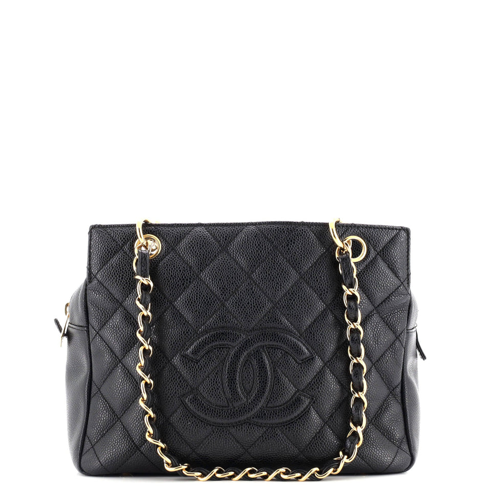 Petite Timeless Tote Quilted Caviar