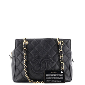 Petite Timeless Tote Quilted Caviar