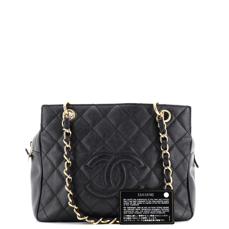 Petite Timeless Tote Quilted Caviar