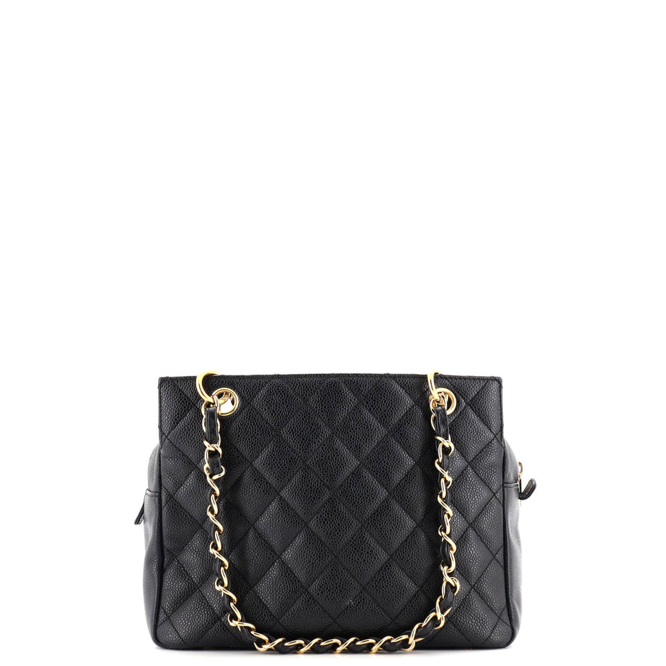 Petite Timeless Tote Quilted Caviar