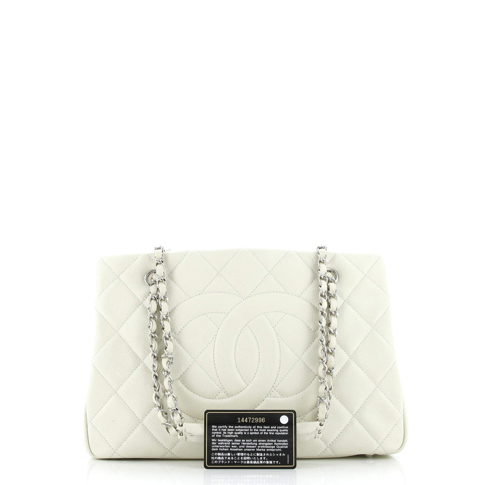 Timeless CC Shopping Tote Quilted Caviar Medium