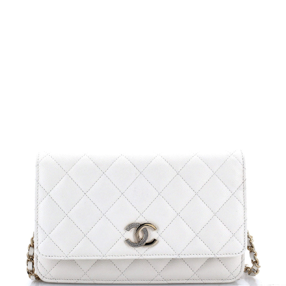 Crystal CC Wallet on Chain Quilted Caviar