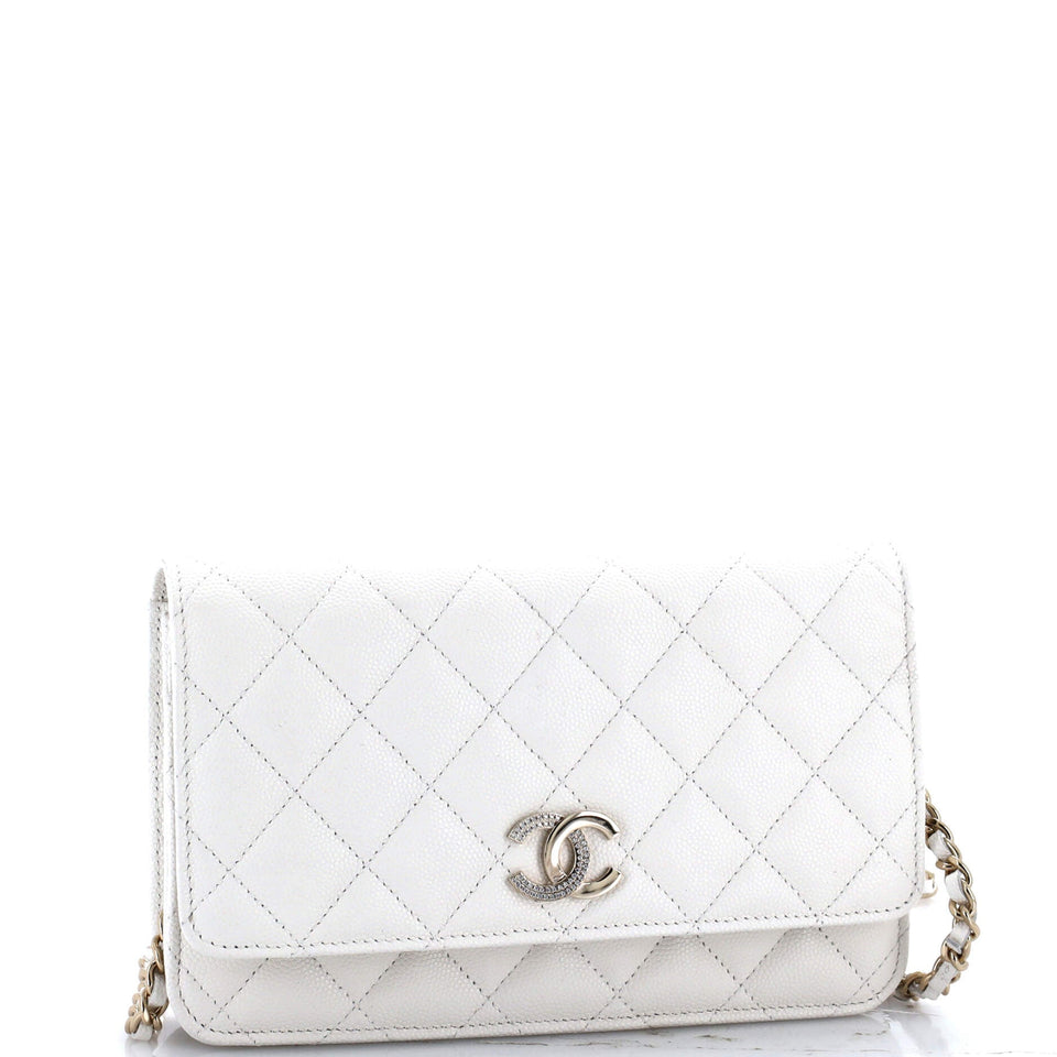 Crystal CC Wallet on Chain Quilted Caviar