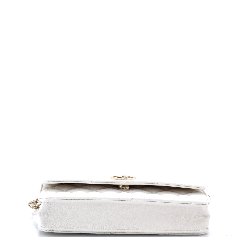 Crystal CC Wallet on Chain Quilted Caviar