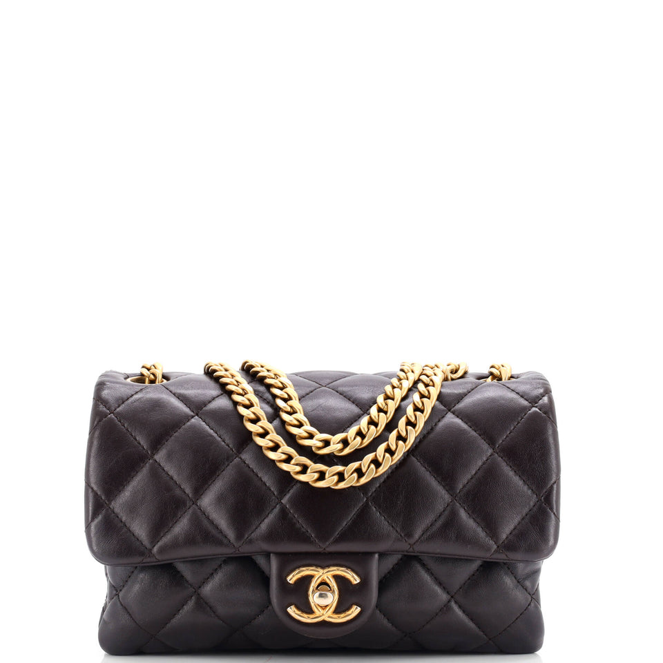 Pillow Crush Flap Bag Quilted Lambskin Small