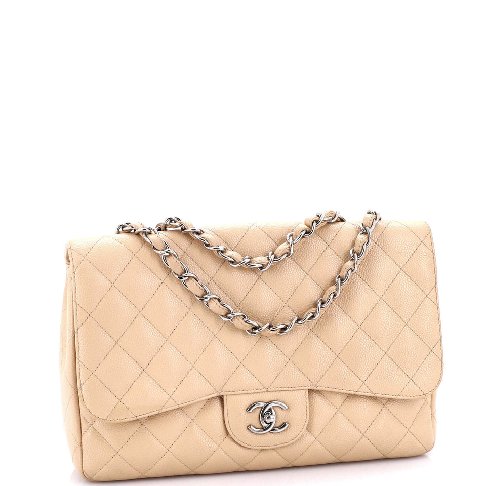 Classic Single Flap Bag Quilted Caviar Jumbo
