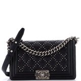 Boy Flap Bag Studded Quilted Distressed Calfskin Old Medium