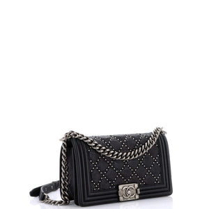 Boy Flap Bag Studded Quilted Distressed Calfskin Old Medium