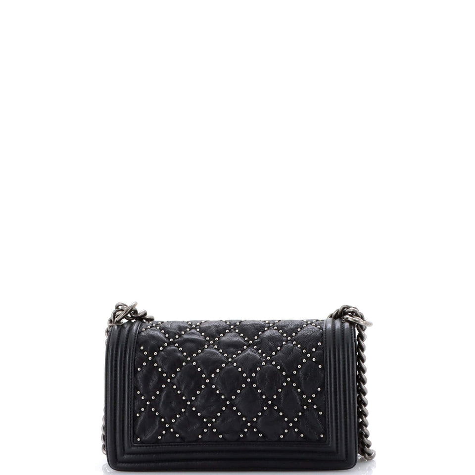 Boy Flap Bag Studded Quilted Distressed Calfskin Old Medium
