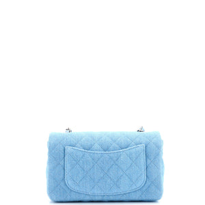 Classic Single Flap Bag Quilted Denim Mini