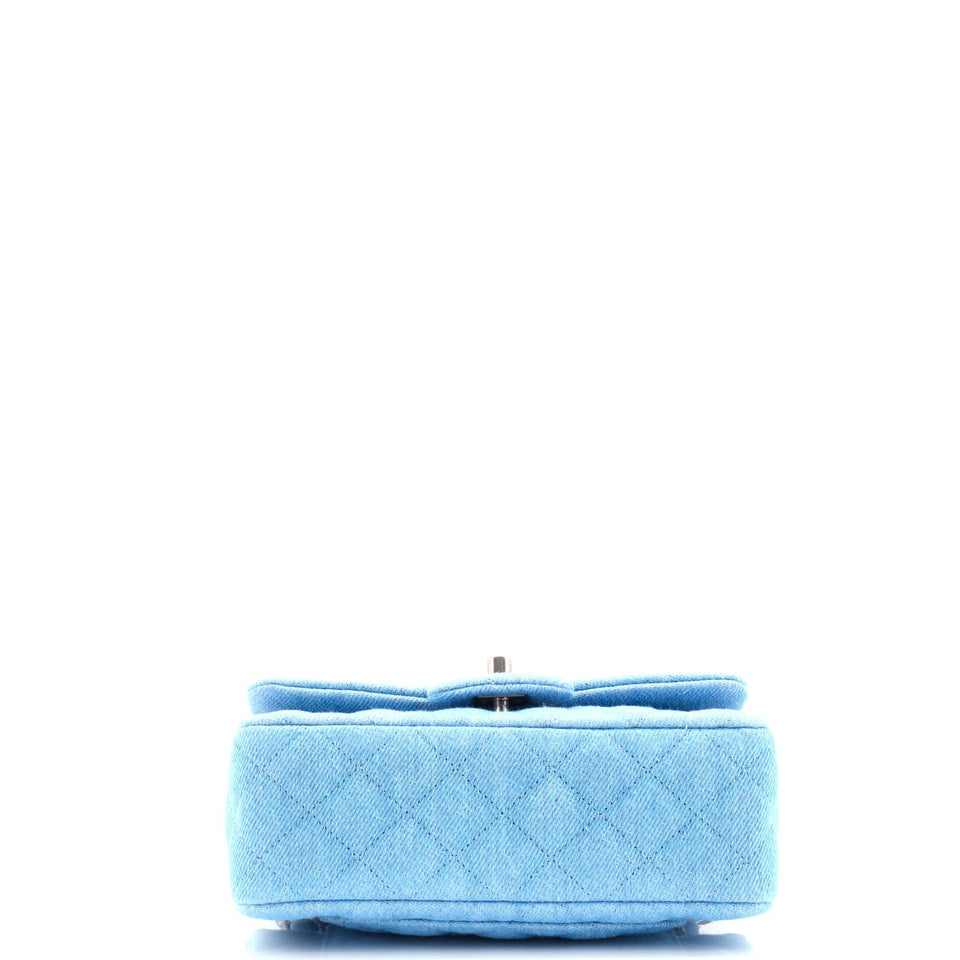 Classic Single Flap Bag Quilted Denim Mini