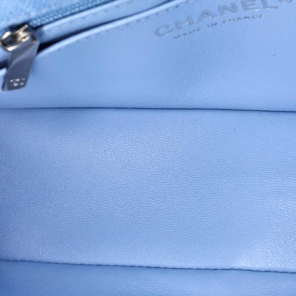 Classic Single Flap Bag Quilted Denim Mini