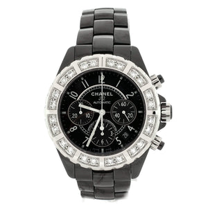 J12 Chronograph Automatic Watch Ceramic and Stainless Steel with Diamond Bezel 41