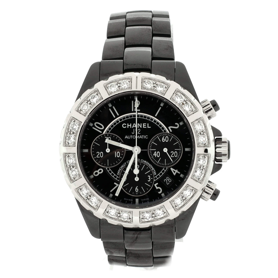 J12 Chronograph Automatic Watch Ceramic and Stainless Steel with Diamond Bezel 41