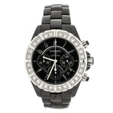 J12 Chronograph Automatic Watch Ceramic and Stainless Steel with Diamond Bezel 41