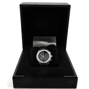 J12 Chronograph Automatic Watch Ceramic and Stainless Steel with Diamond Bezel 41