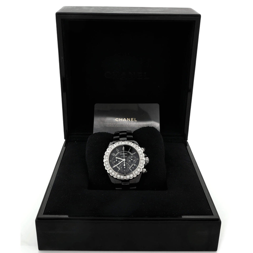 J12 Chronograph Automatic Watch Ceramic and Stainless Steel with Diamond Bezel 41