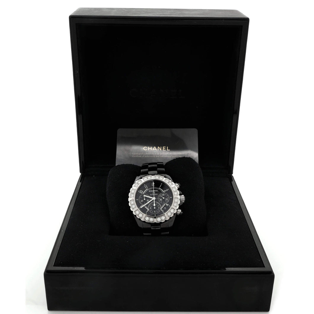 J12 Chronograph Automatic Watch Ceramic and Stainless Steel with Diamond Bezel 41