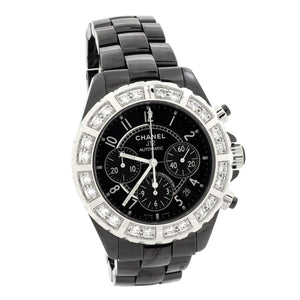 J12 Chronograph Automatic Watch Ceramic and Stainless Steel with Diamond Bezel 41