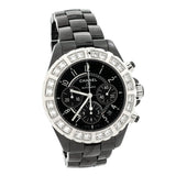 J12 Chronograph Automatic Watch Ceramic and Stainless Steel with Diamond Bezel 41