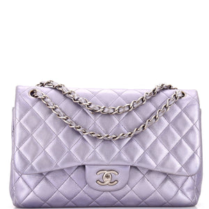 Classic Double Flap Bag Quilted Iridescent Lambskin Jumbo