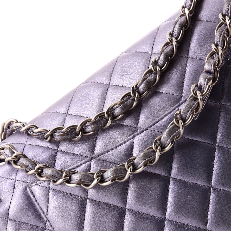 Classic Double Flap Bag Quilted Iridescent Lambskin Jumbo