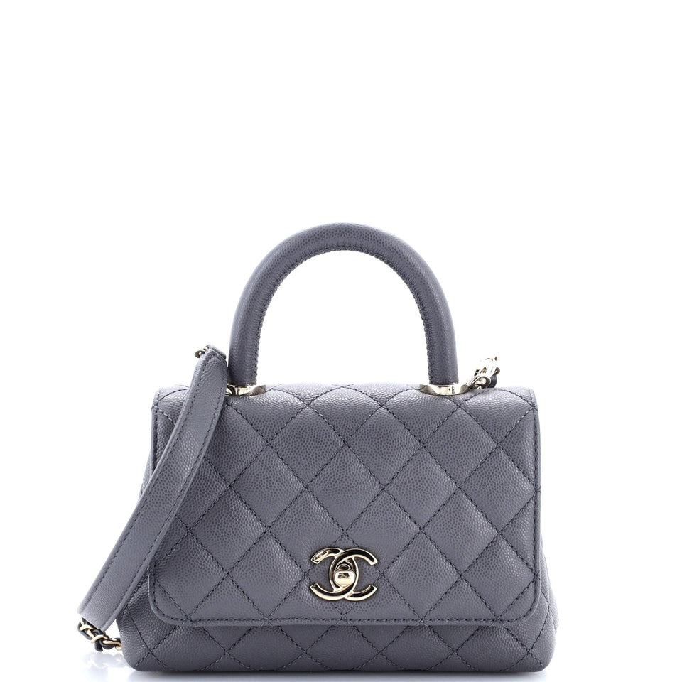 Coco Top Handle Bag Quilted Caviar Extra Mini