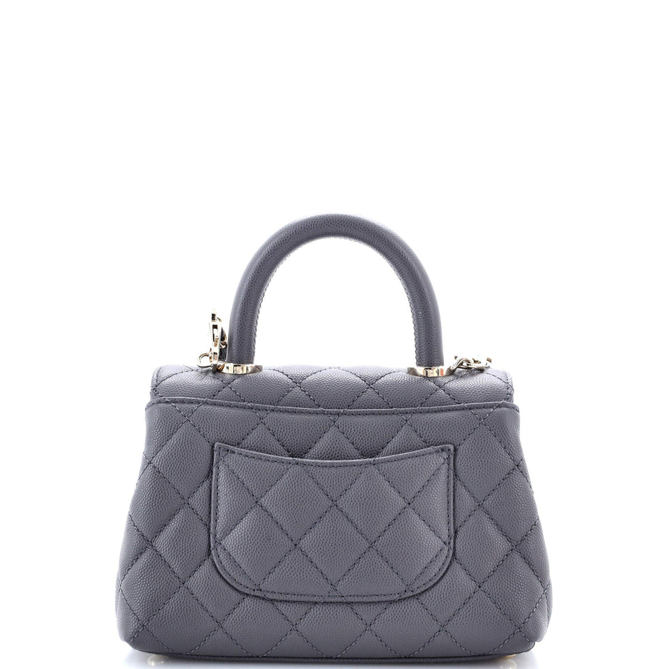 Coco Top Handle Bag Quilted Caviar Extra Mini