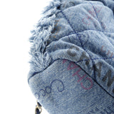 Denim Mood Chain Bucket Bag Logo Printed Quilted Fringe Denim Medium
