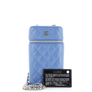 Classic Vanity Phone Holder with Chain Quilted Caviar