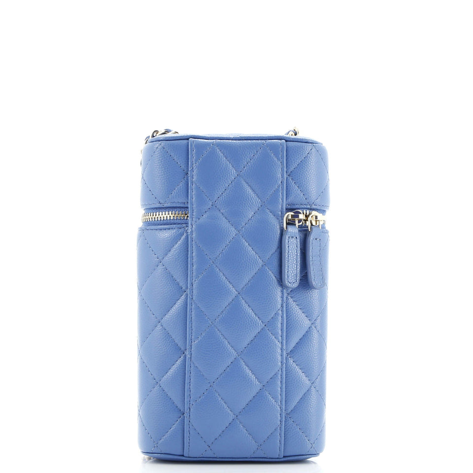 Classic Vanity Phone Holder with Chain Quilted Caviar