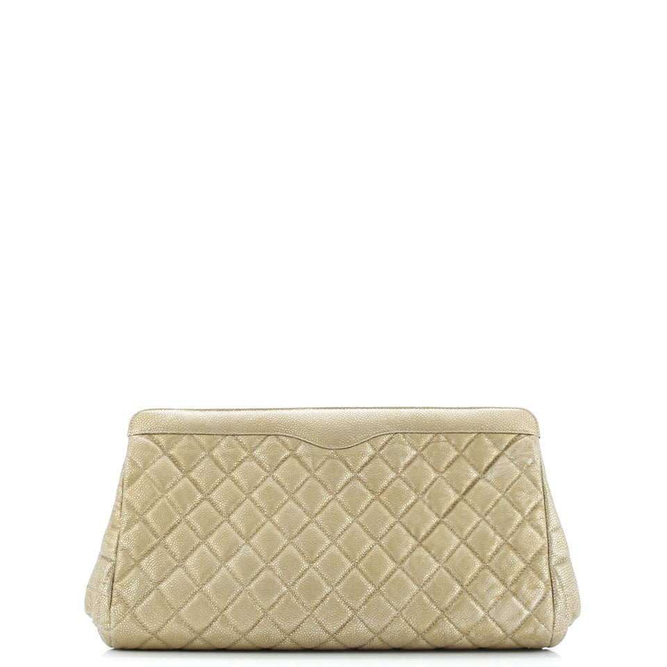 CC Frame Clutch Quilted Caviar Large