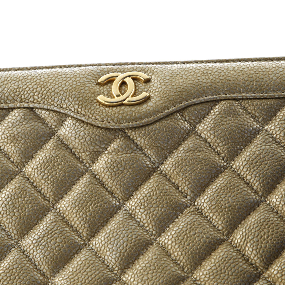CC Frame Clutch Quilted Caviar Large