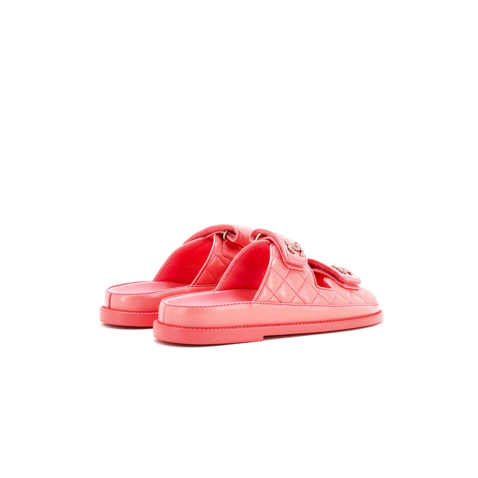 Women's Velcro Open Back Dad Sandals Quilted Leather