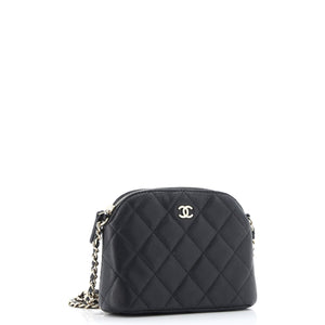 CC Dome Zip Clutch with Chain Quilted Caviar Mini