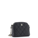 CC Dome Zip Clutch with Chain Quilted Caviar Mini