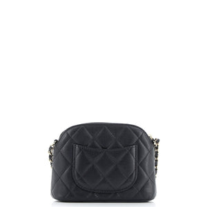 CC Dome Zip Clutch with Chain Quilted Caviar Mini