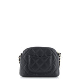 CC Dome Zip Clutch with Chain Quilted Caviar Mini