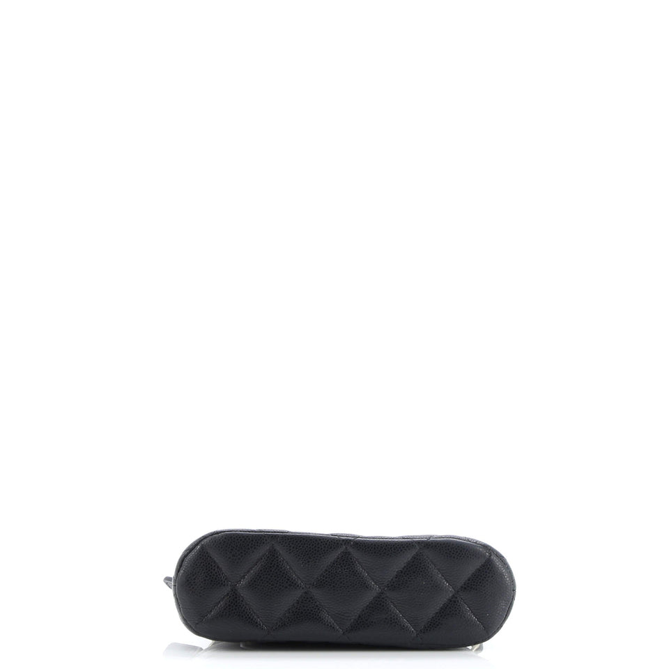 CC Dome Zip Clutch with Chain Quilted Caviar Mini