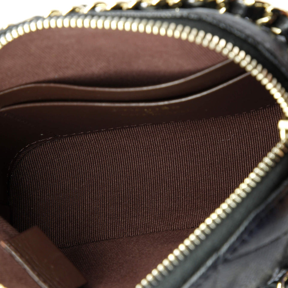 CC Dome Zip Clutch with Chain Quilted Caviar Mini