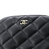 CC Dome Zip Clutch with Chain Quilted Caviar Mini