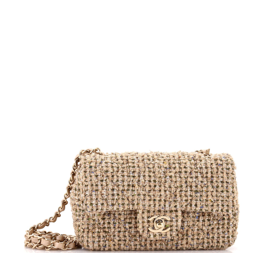 Classic Single Flap Bag Quilted Tweed Mini